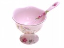 Cốc đựng kem có thìa sứ hồng